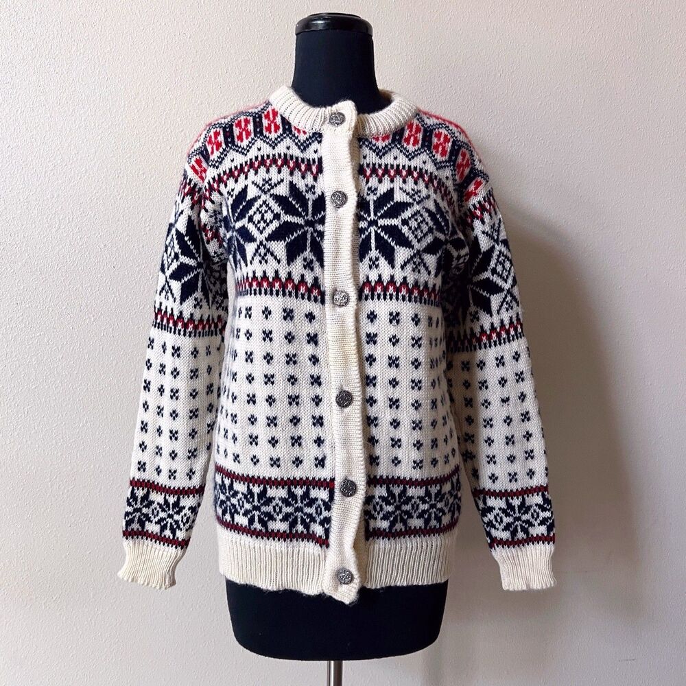 Vintage Dale Of Norway Wool Cardigan Sweater Women’s Small Nordic Fair Isle